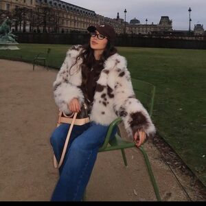 ZARA SHORT FAUX FUR ANIMAL PRINT COAT